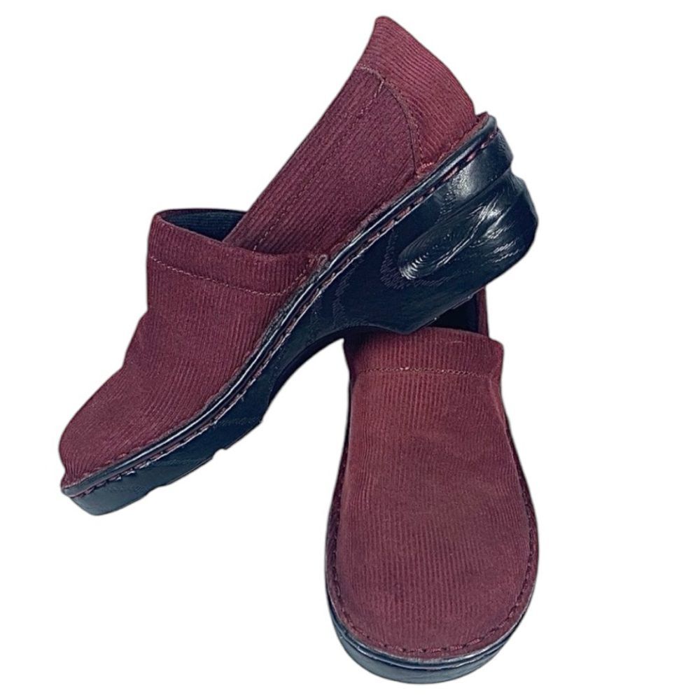 B.O.C. Born Concept Clogs Size 8M/W Burgundy Corduroy Fabric Comfort Pre-Owned - Picture 6 of 8